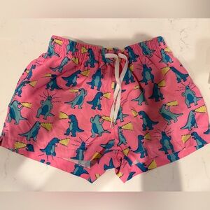 Chubbies Pink Dinosaur Print swim trunks YS